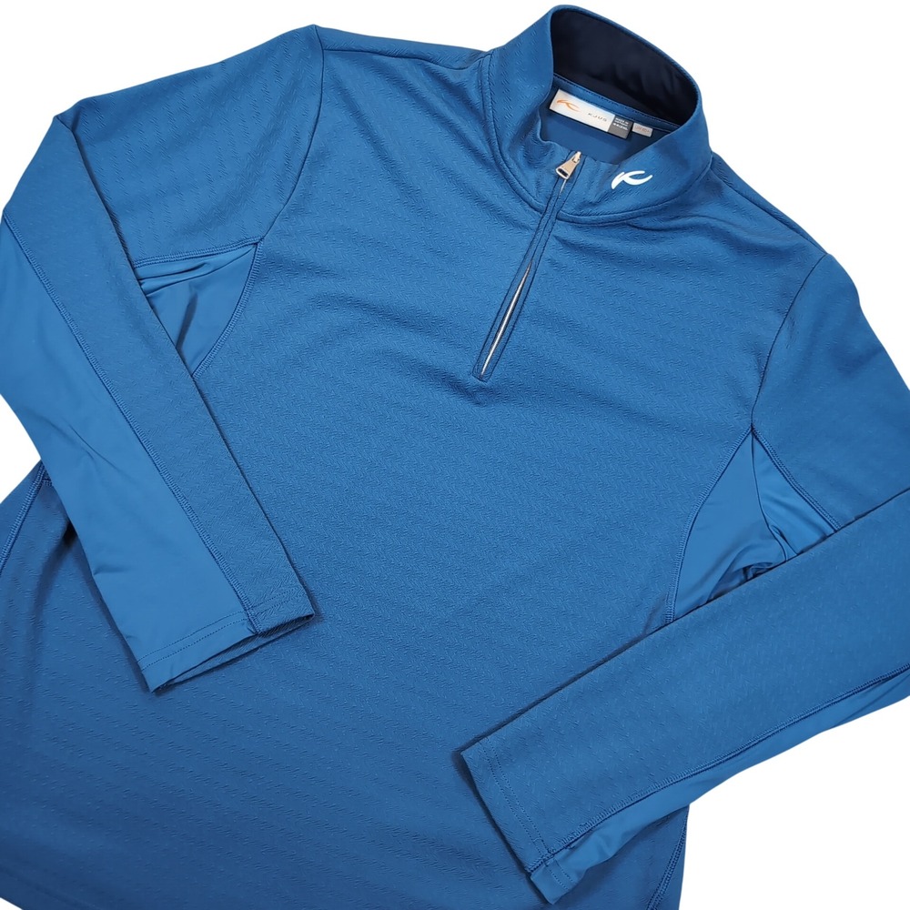 KJUS Quarter Zip Pullover Women XXL Blue UPF 50+ Long Sleeve Performance Top
